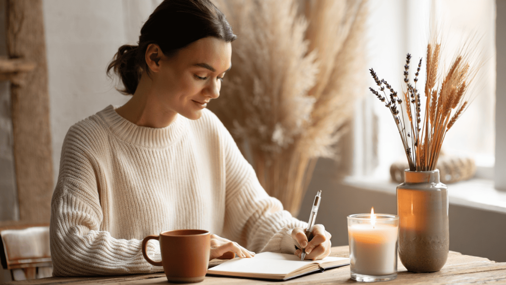 Une femme qui pratique le slow living
